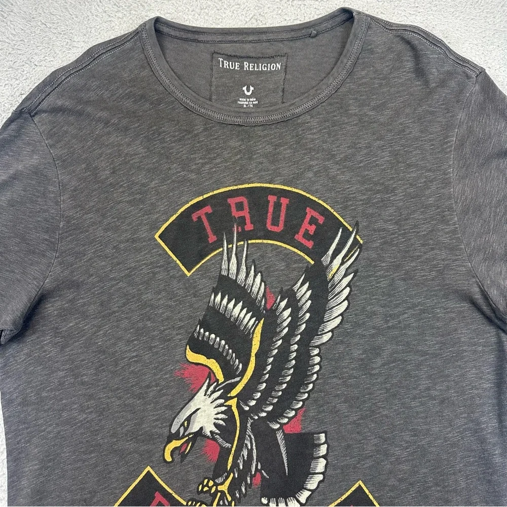 True Religion Shirt Mens XL Gray True Eagle Tee American Traditional Cotton Rock